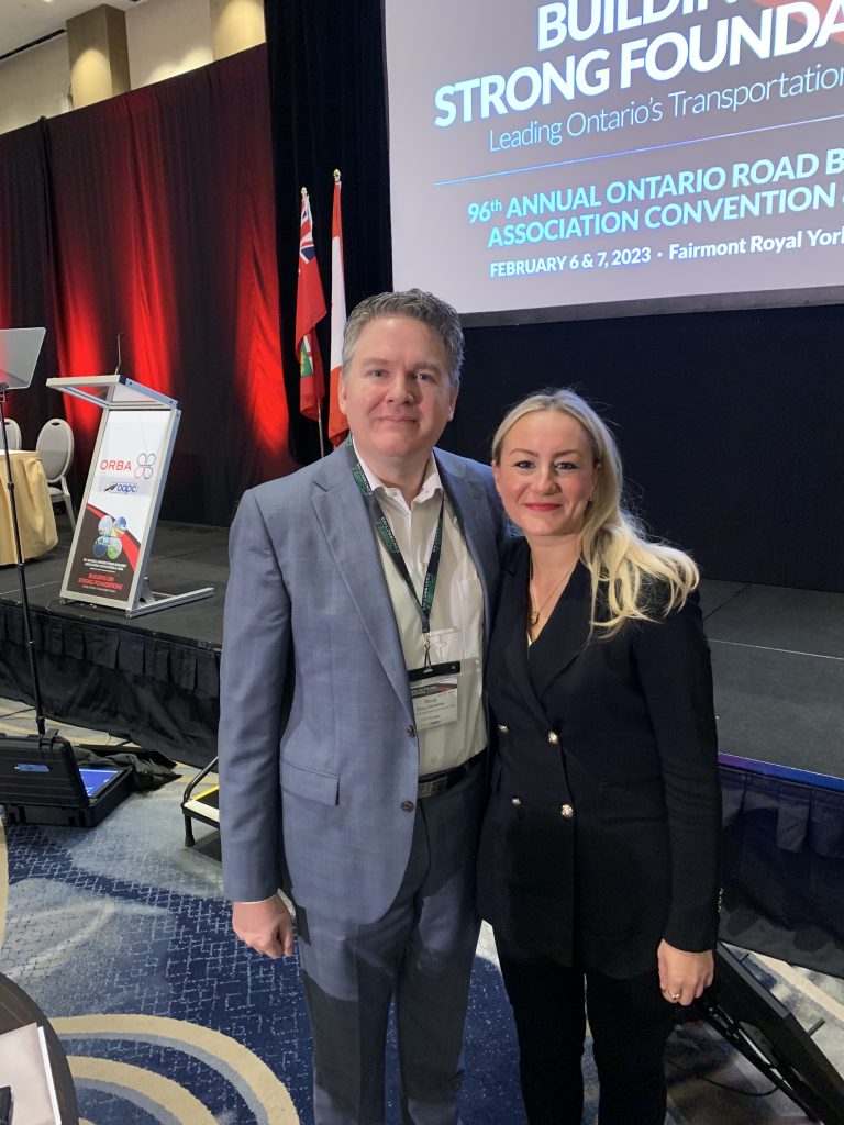 ORBA conference 20230 – Doug DeRabbie with the Minister of Infrastructure, Kinga Surma.